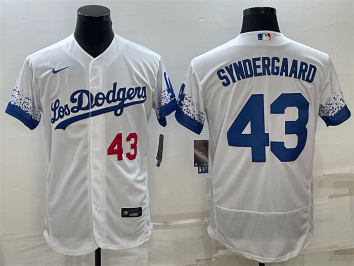 Personalized Men’s Los Angeles Dodgers #43 Noah Syndergaard White City Connect Flex Base Stitched Baseball JerseyS