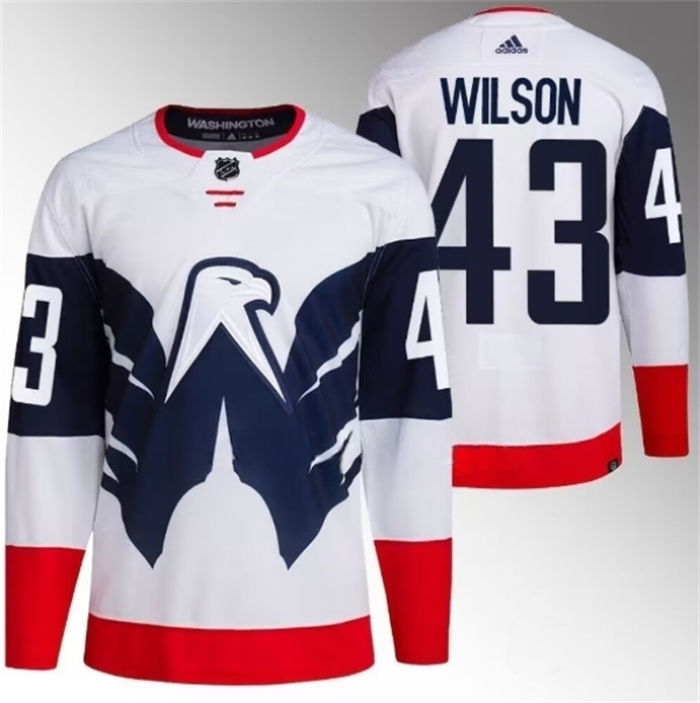 Personalized Men’s Washington Capitals #43 Tom Wilson White Navy Stadium Series Stitched Jersey