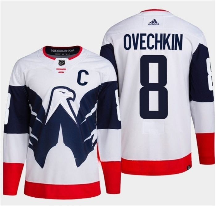 Personalized Men’s Washington Capitals #8 Alex Ovechkin White Navy Stadium Series Stitched Jersey