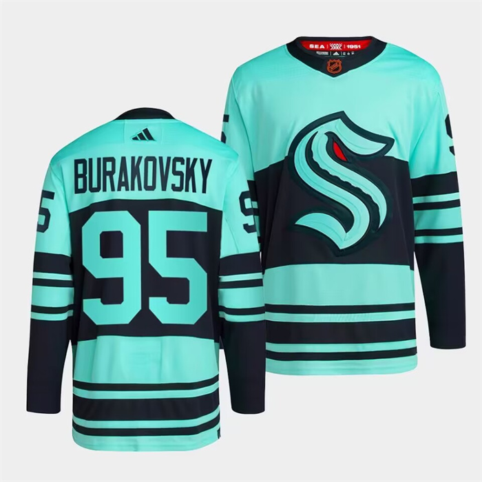 Personalized Men’s Seattle Kraken #95 Andre Burakovsky Ice Blue 2022-23 Reverse Retro Stitched Jersey