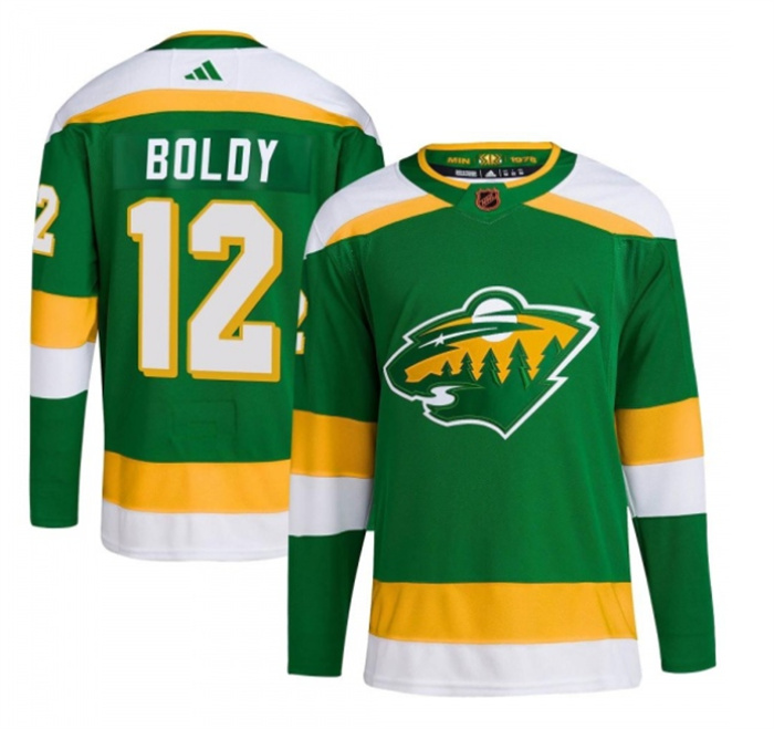 Personalized Men’s Minnesota Wild #12 Matt Boldy Green 2022-23 Reverse Retro Stitched Jersey