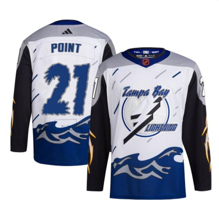 Personalized Men’s Tampa Bay Lightning #21 Brayden Point White 2022-23 Reverse Retro Stitched Jersey