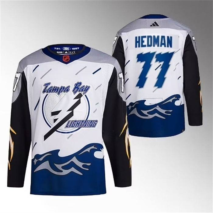 Personalized Men’s Tampa Bay Lightning #77 Victor Hedman White 2022-23 Reverse Retro Stitched Jersey