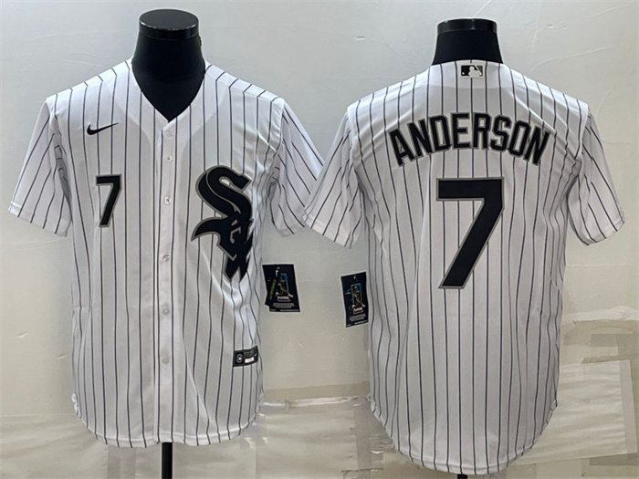 Personalized Men’s Chicago White Sox #7 Tim Anderson White Cool Base Stitched Jersey