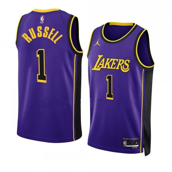 Personalized Men’s Los Angeles Lakers #1 D’Angelo Russell Purple Stitched Basketball Jersey