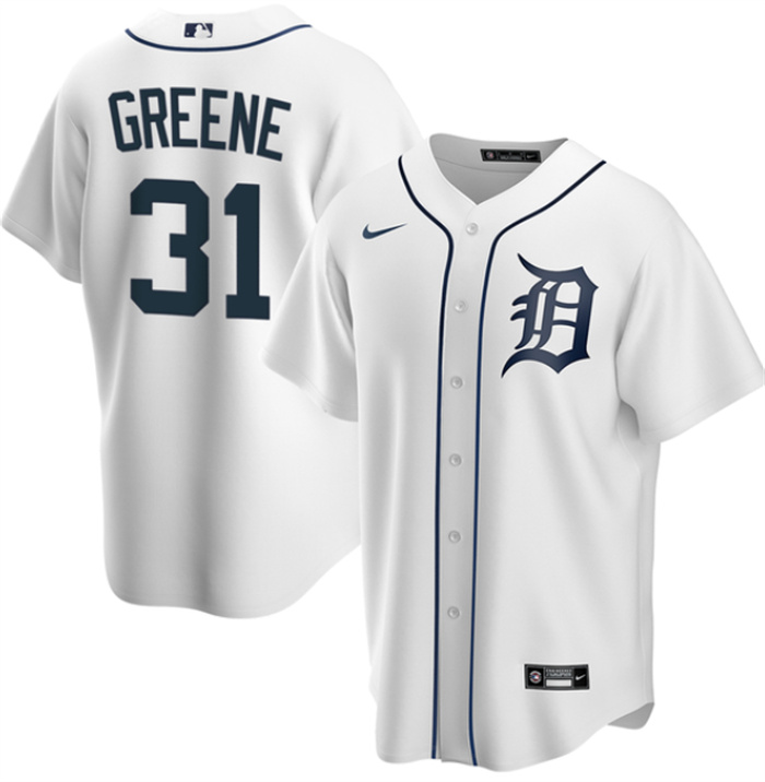 Personalized Men’s Detroit Tigers #31 Riley Greene White Cool Base Stitched Jersey