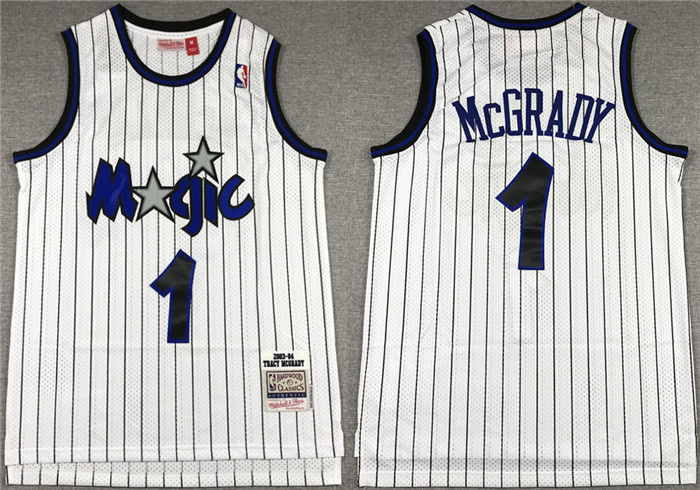 Personalized Men’s Orlando Magic #1 Tracy McGrady 2003-04 White Stitched Jersey