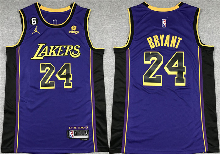 Personalized Men’s Los Angeles Lakers #24 Kobe Bryant Purple With NO.6 Patch Stitched Basketball Jersey