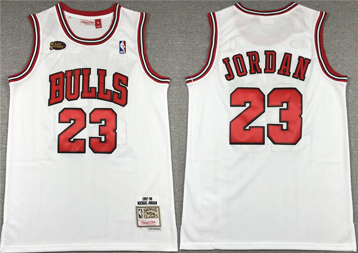 Personalized Men’s Chicago Bulls #23 Michael Jordan White 1997-98 Stitched Jersey