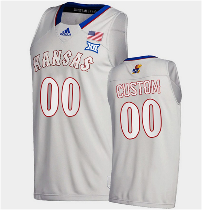 Personalized Men’s Kansas Jayhawks Gray Stitched Basketball Jersey