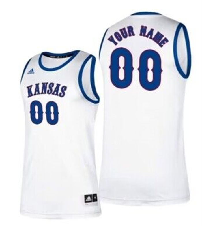 Personalized Men’s Kansas Jayhawks White Stitched Basketball Jersey