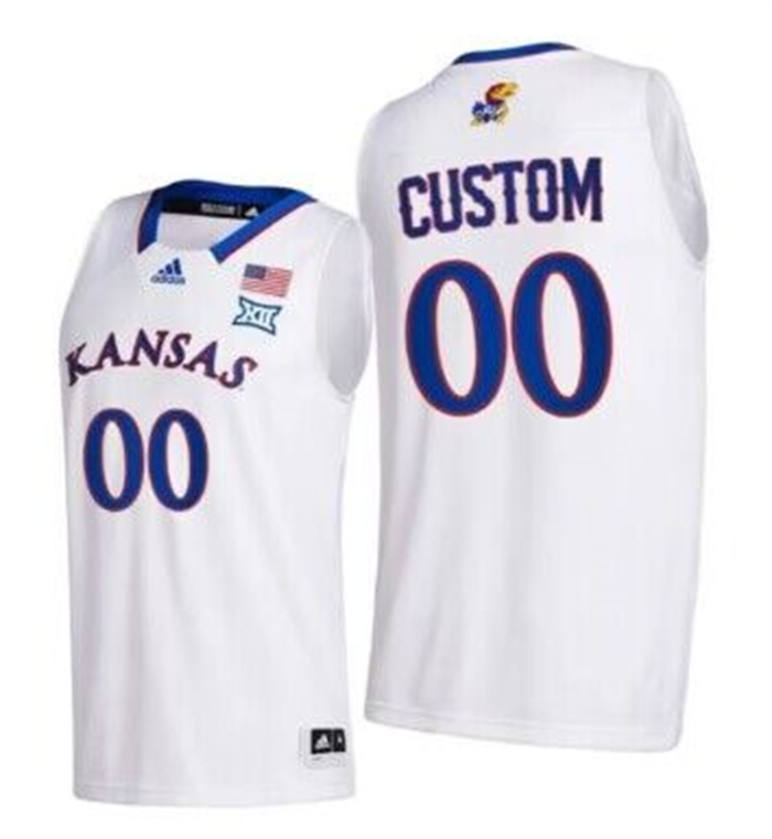 Personalized Men’s Kansas Jayhawks White Stitched Basketball JerseyS