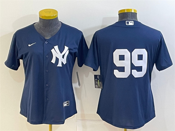 Personalized Women’s New York Yankees #99 Aaron Judge Navy Stitched Baseball Jersey(Run Small)