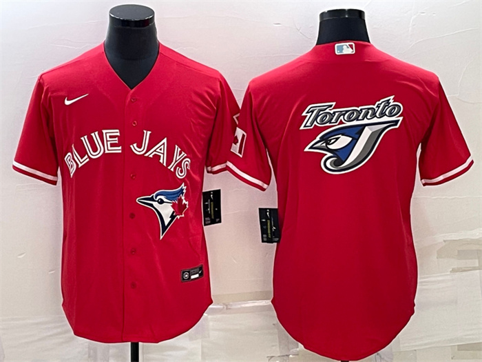 Personalized Men’s Toronto Blue Jays Red Team Big Logo Cool Base Stitched Baseball Jersey