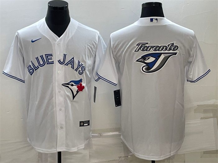 Personalized Men’s Toronto Blue Jays White Team Big Logo Cool Base Stitched Baseball Jersey