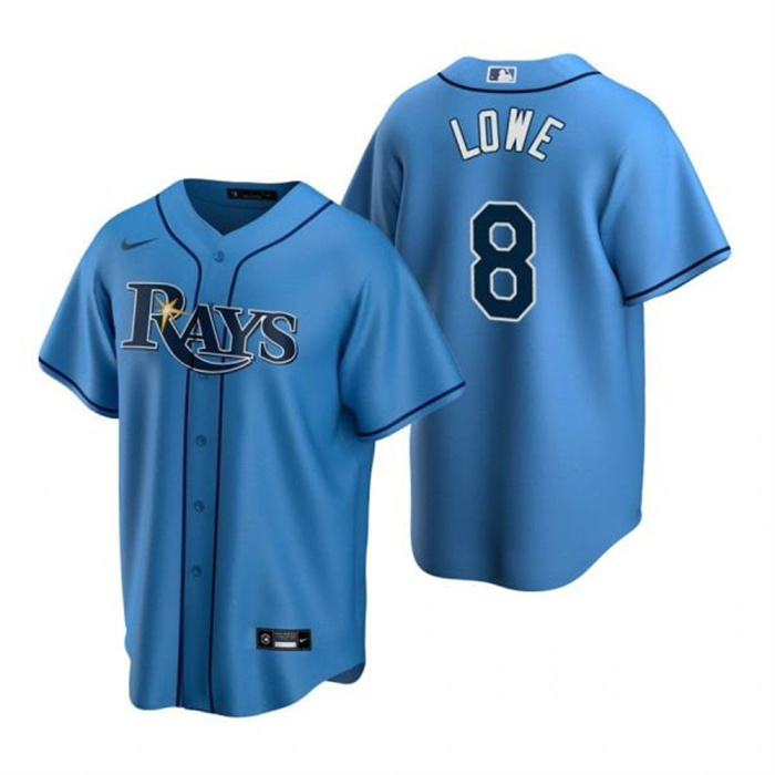 Personalized Men’s Tampa Bay Rays #8 Brandon Lowe Light Blue Cool Base Stitched Baseball Jersey
