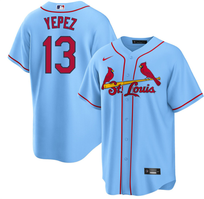 Personalized Men’s St. Louis Cardinals #13 Juan Yepez Blue Cool Base Stitched Jersey
