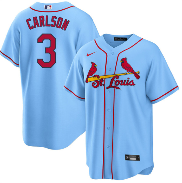 Personalized Men’s St. Louis Cardinals #3 Dylan Carlson Blue Cool Base Stitched Jersey