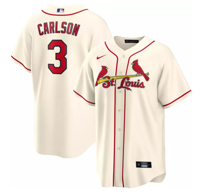 Personalized Men’s St. Louis Cardinals #3 Dylan Carlson Cream Cool Base Stitched Jersey