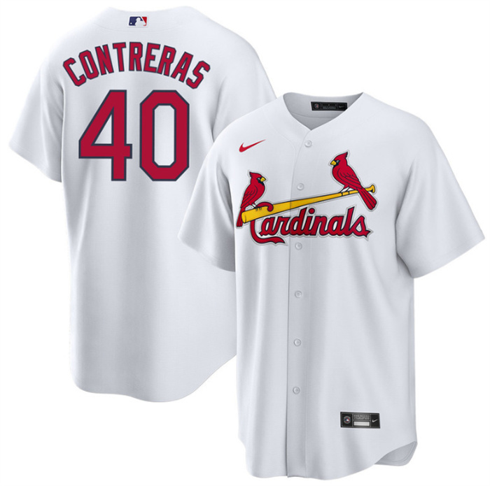 Personalized Men’s St. Louis Cardinals #40 Willson Contreras White Cool Base Stitched Jersey
