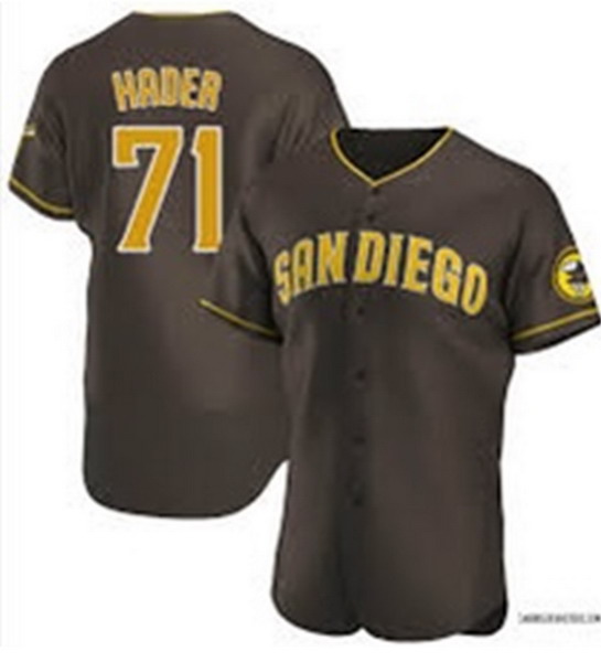 Personalized Men’s San Diego Padres #71 HADER Flex Base Stitched Brown