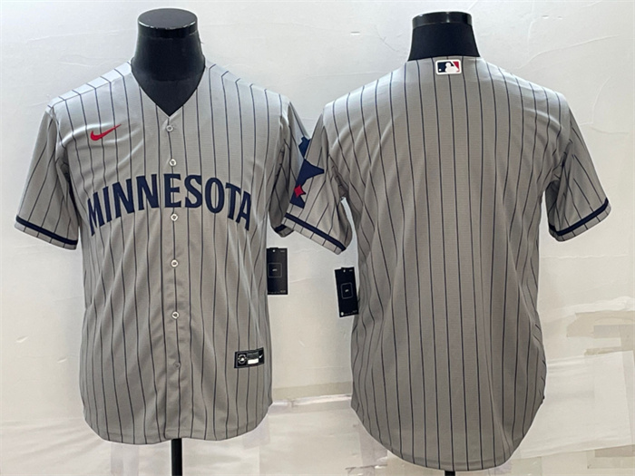 Personalized Men’s Minnesota Twins Blank 2023 Grey Home Team Cool Base Stitched Jersey