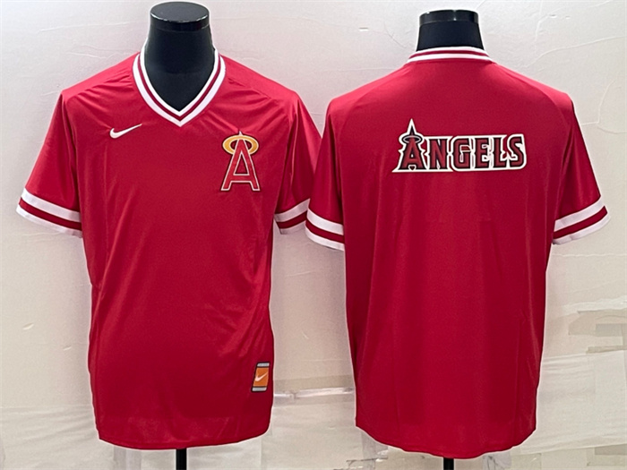 Personalized Men’s Los Angeles Angels Red Team Big Logo Cool Base Stitched Jersey