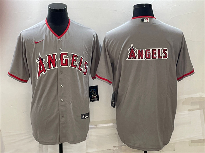 Personalized Men’s Los Angeles Angels Gray Team Big Logo Cool Base Stitched Jersey
