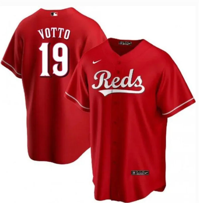 Personalized Men’s Cincinnati Reds #19 Joey Votto Red Cool Base Stitched Baseball Jersey