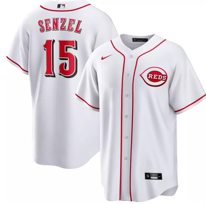 Personalized Men’s Cincinnati Reds #15 Nick Senzel White Cool Base Stitched Baseball Jersey