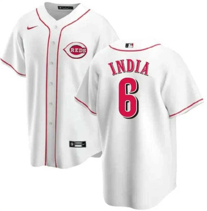 Personalized Men’s Cincinnati Reds #6 Jonathan India White Cool Base Stitched Baseball Jersey