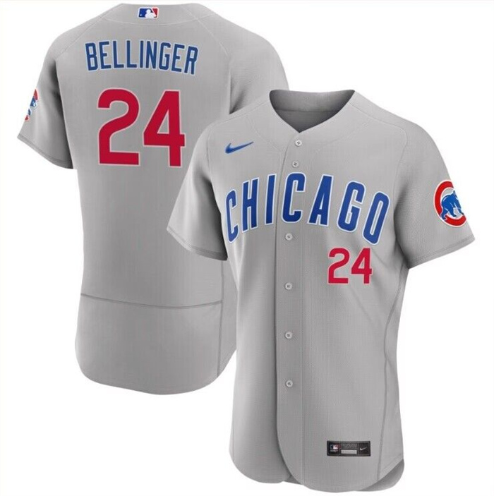 Personalized Men’s Chicago Cubs #24 Cody Bellinger Grey Flex Base Stitched Baseball Jersey