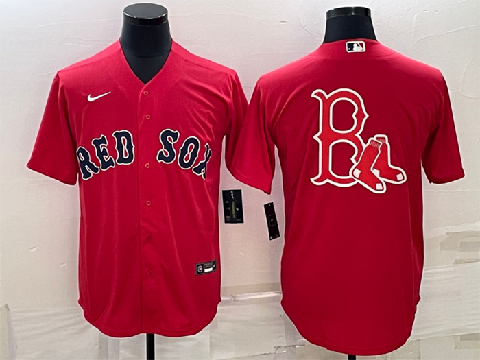 Personalized Men’s Boston Red Sox Red Team Big Logo Cool Base Stitched Jersey