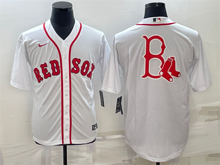 Personalized Men’s Boston Red Sox White Team Big Logo Cool Base Stitched Jersey