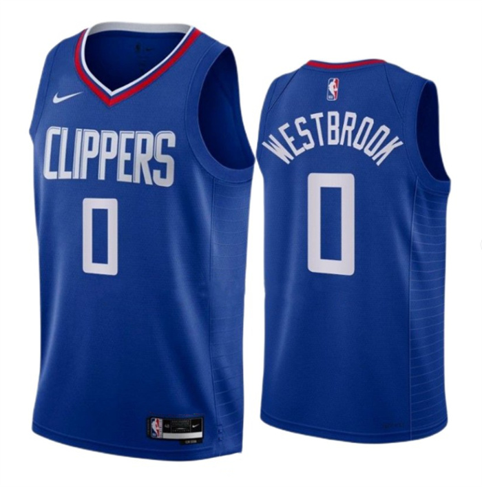 Personalized Men’s Los Angeles Clippers #0 Russell Westbrook Blue Stitched Jersey