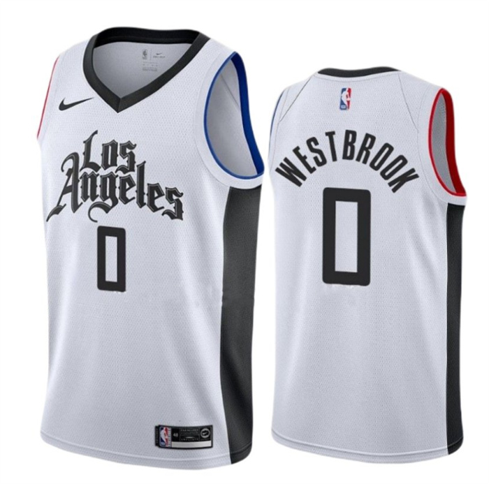 Personalized Men’s Los Angeles Clippers #0 Russell Westbrook White City Edition Stitched Jersey