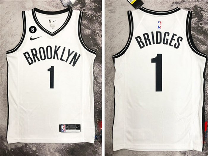 Personalized Men’s Brooklyn Nets #1 Mikal Bridges White Stitched Basketball Jersey