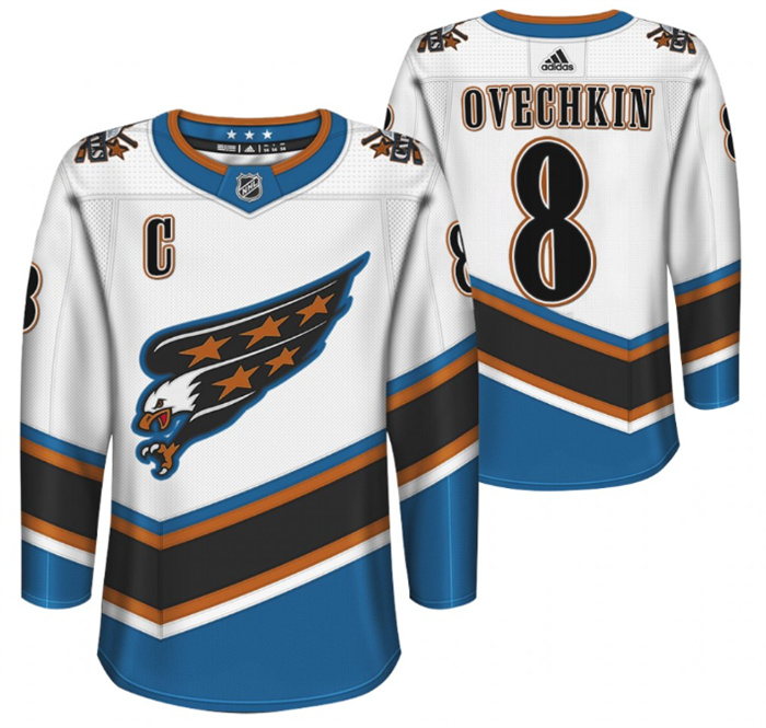 Personalized Men’s Washington Capitals #8 Alex Ovechkin White Throwback Stitched Jersey