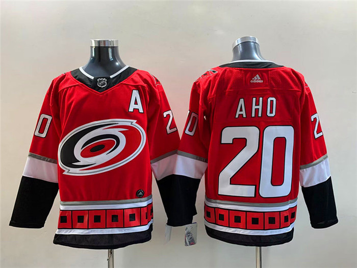 Personalized Men’s Carolina Hurricanes #20 Sebastian Aho Red Stitched Jersey