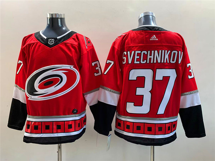 Personalized Men’s Carolina Hurricanes #37 Andrei Svechnikov Red Stitched Jersey