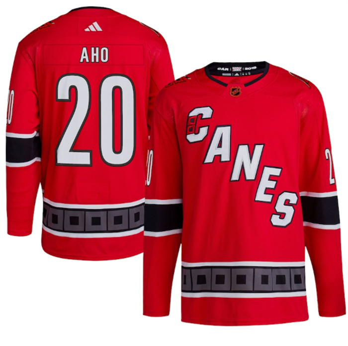 Personalized Men’s Carolina Hurricanes #20 Sebastian Aho 2022 23 Reverse Retro Red Stitched Jersey