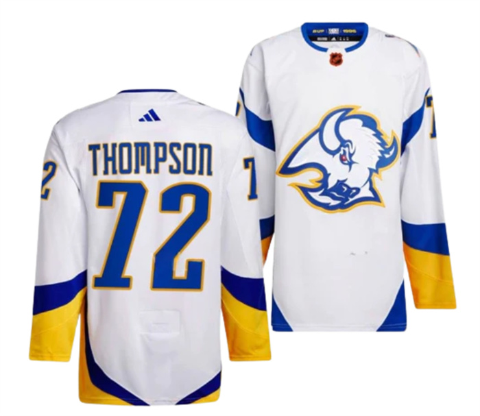 Personalized Men’s Buffalo Sabres #72 Tage Thompson White 2022 23 Reverse Retro Stitched Jersey