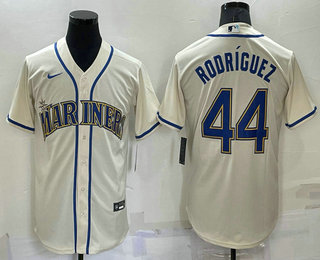 Personalized Men’s Seattle Mariners #44 Julio Rodriguez Cream Stitched MLB Cool Base Jersey