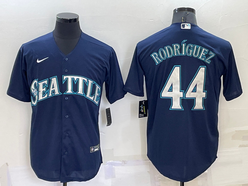 Personalized Men’s Seattle Mariners #44 Julio Rodriguez Navy Blue Stitched MLB Cool Base Jersey