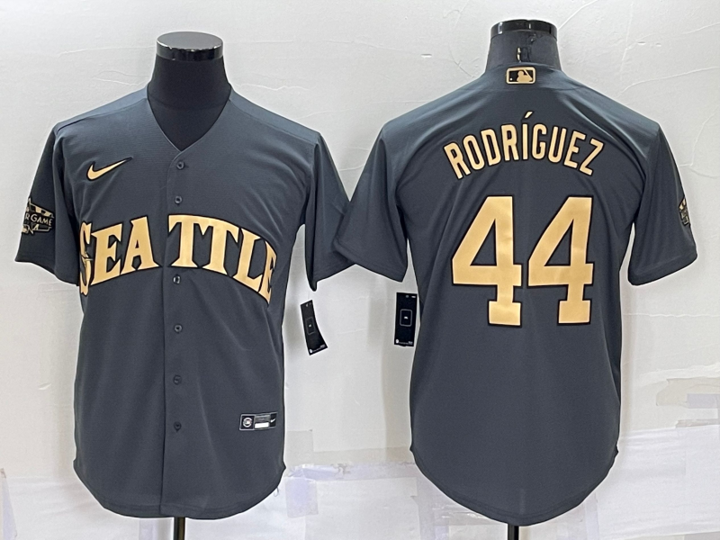 Personalized Men’s Seattle Mariners #44 Julio Rodriguez Grey 2022 All Star Stitched Cool Base Jersey