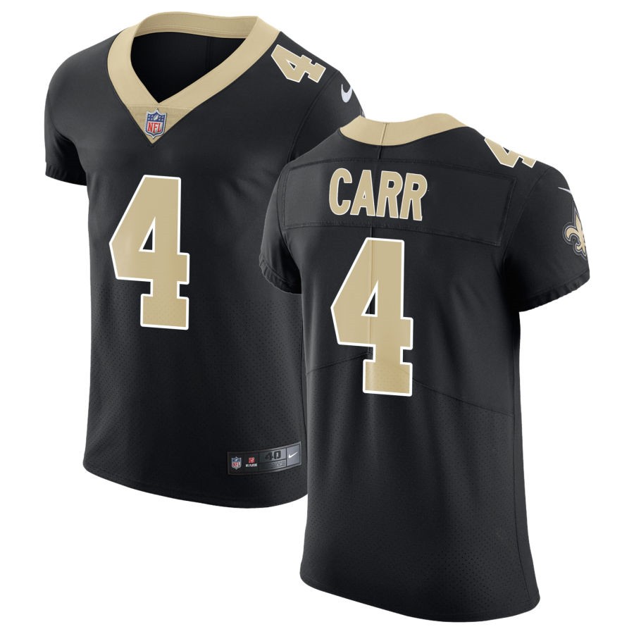 Personalized Men’s Saints #4 Derek Carr Black Team Color Men’s Stitched NFL Untouchable Elite Jersey