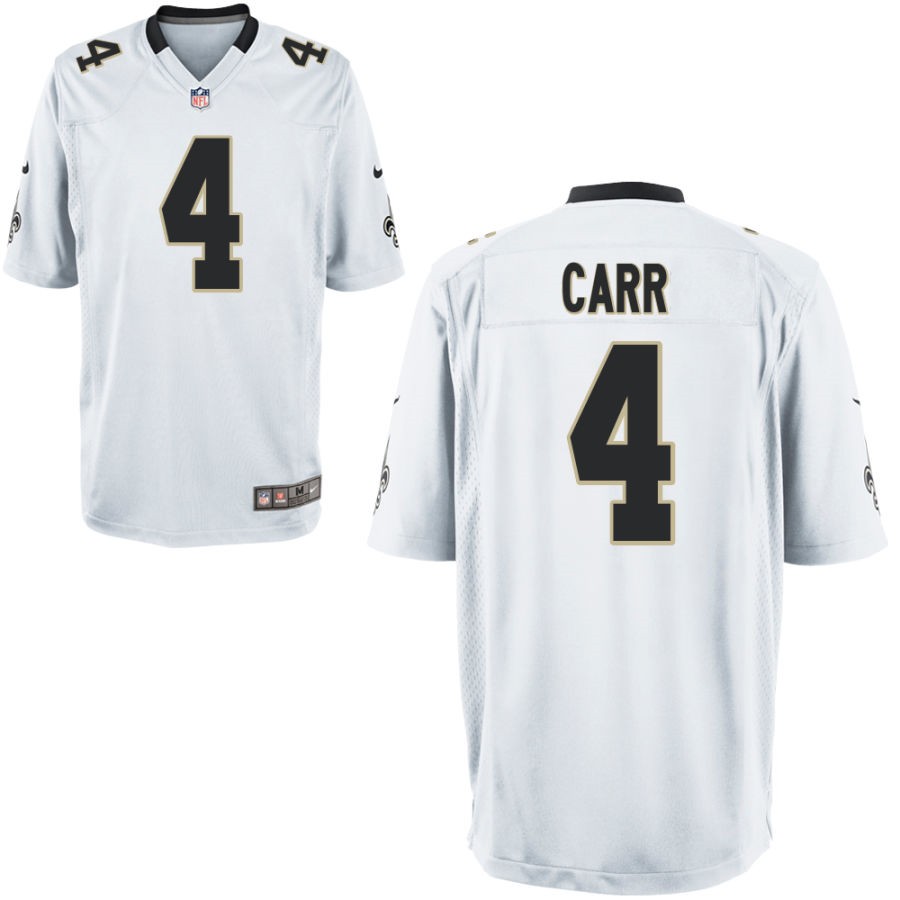 Personalized Men’s Saints #4 Derek Carr white Limited Stitched Jersey
