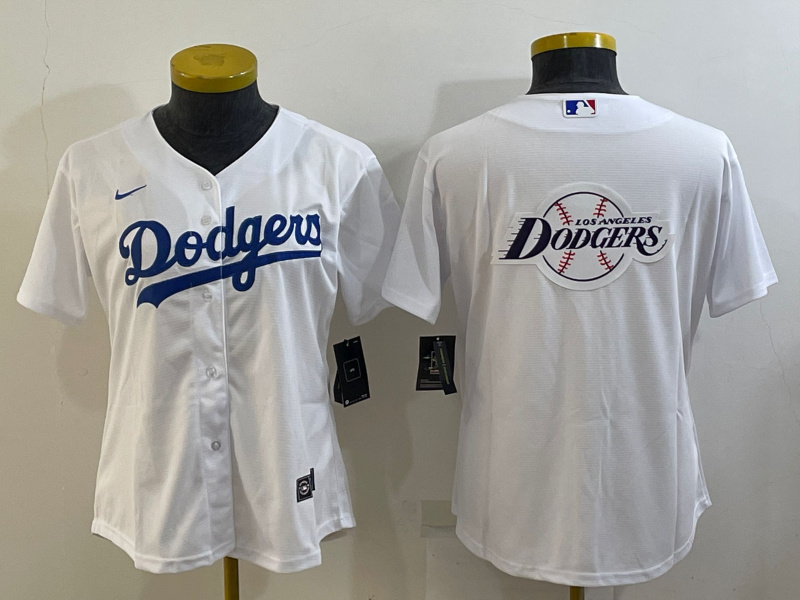 Personalized Women’s Los Angeles Dodgers White Team Big Logo Stitched Jersey(Run Small)