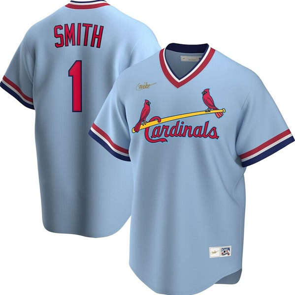 Personalized Men’s St. Louis Cardinals #1 Ozzie Smith Light Blue Stitched Baseball Jersey