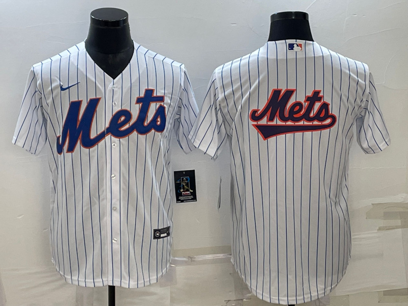 Personalized Men’s New York Mets White Team Big Logo Cool Base Stitched Baseball Jersey